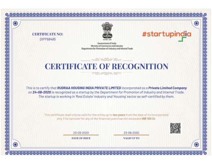 Certificate of Recognition for Property Development Jaipur